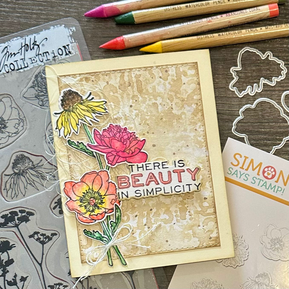 Tim Holtz Cling Rubber Stamps Mini Bouquet cms269 pencil 
