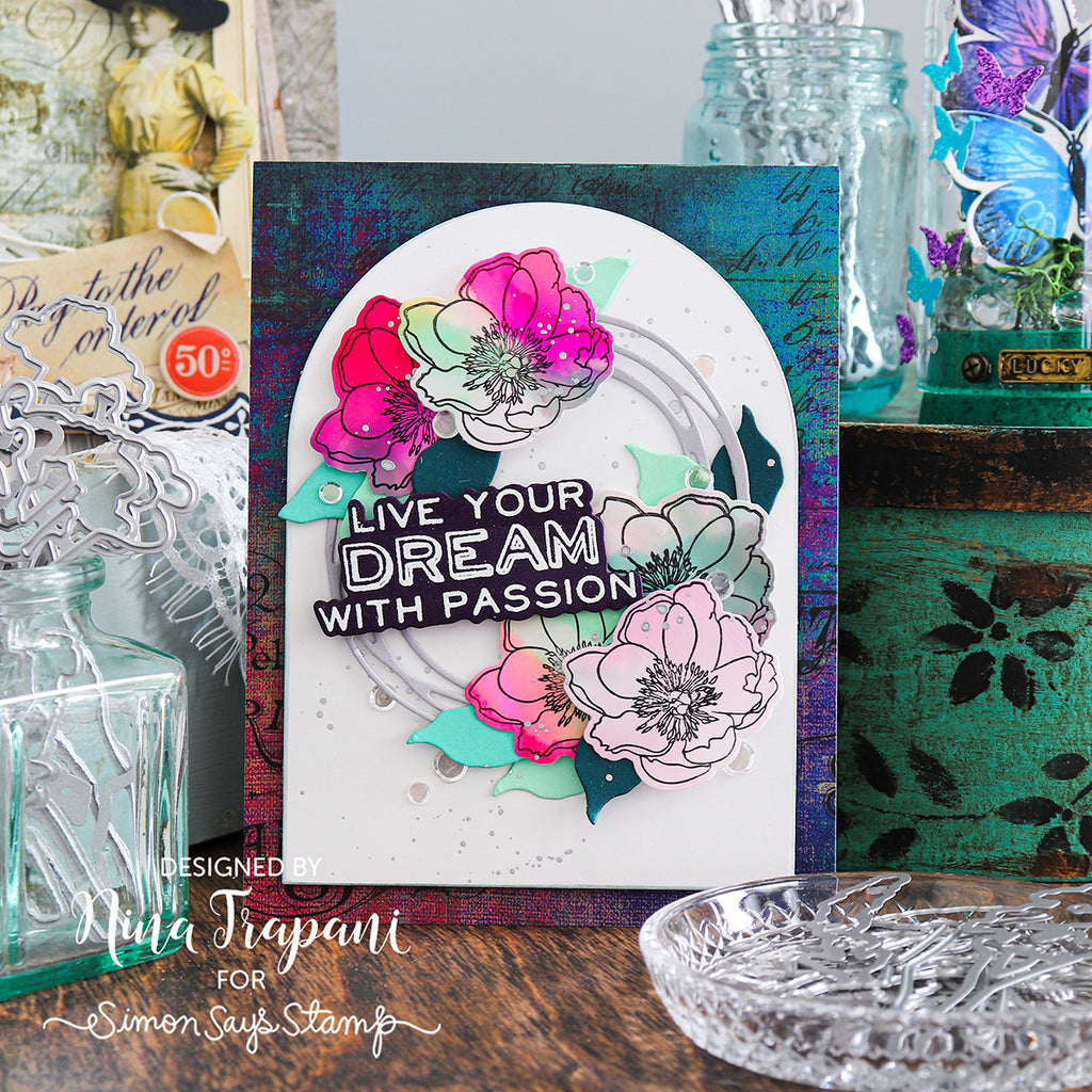 Tim Holtz Cling Rubber Stamps Mini Bouquet cms269 watercolor