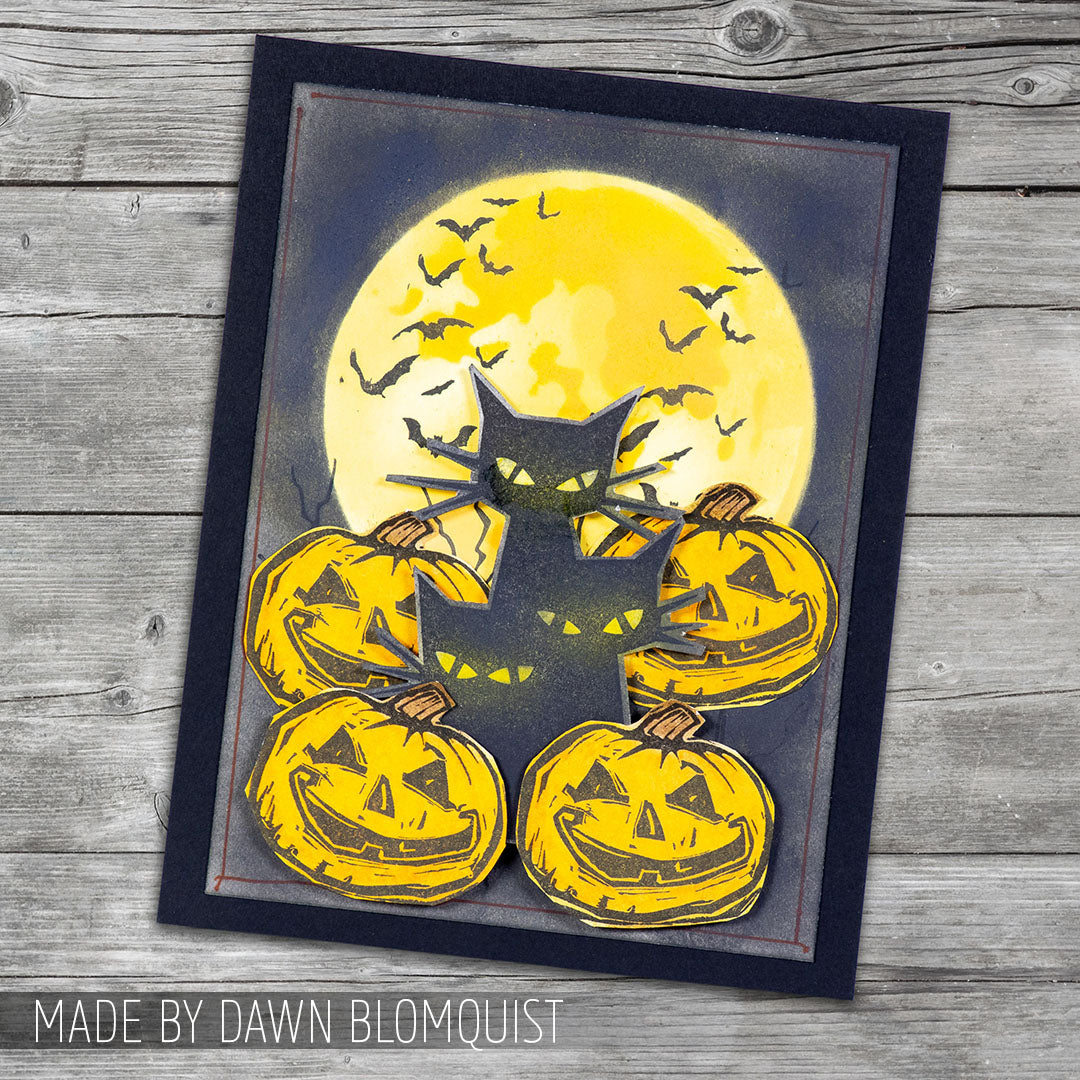 Tim Holtz Cling Rubber Stamps Mini Halloween 4 CMS198 jack o lanterns card dawn blomquist