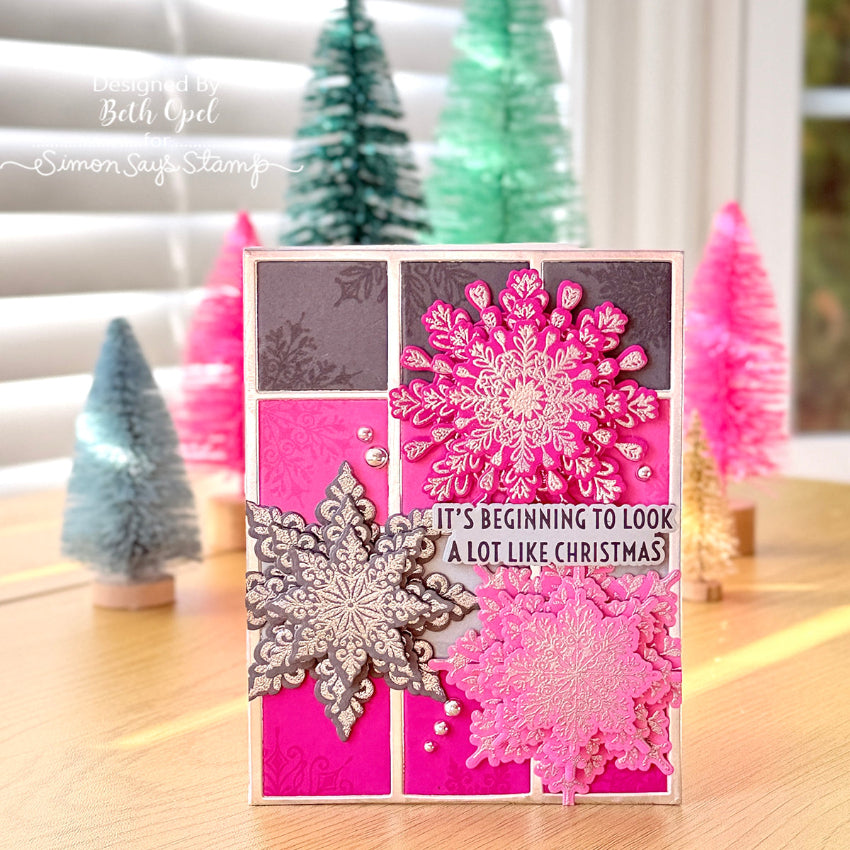 Tim Holtz Cling Rubber Stamps Mini Swirly Snowflakes cms320 it's beginning to look a lot like christmas card beth opel