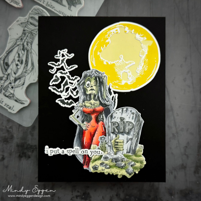 Tim Holtz Cling Rubber Stamps Monster Reunion cms381 full moon card mindy eggen
