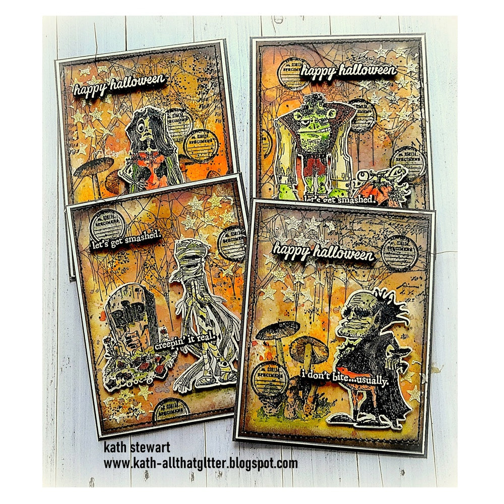 Tim Holtz Cling Rubber Stamps Monster Reunion cms381 halloween party invitations cards kath stewart | color-code:ALT01