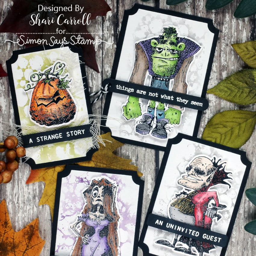 Tim Holtz Cling Rubber Stamps Monster Reunion cms381 monster halloween cards shari carroll