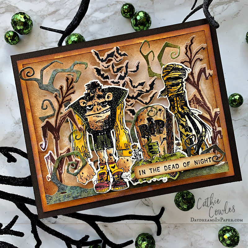 Tim Holtz Cling Rubber Stamps Monster Reunion cms381 spooky grave card cathie cowles