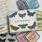 Tim Holtz Cling Rubber Stamps Moth Study cms436 colorful moths wings card