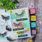 Tim Holtz Cling Rubber Stamps Moth Study cms436 don't forget to fly card kulbir kirkland
