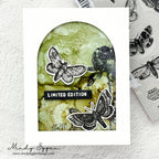Tim Holtz Cling Rubber Stamps Moth Study cms436 limited edition green background card mindy eggen