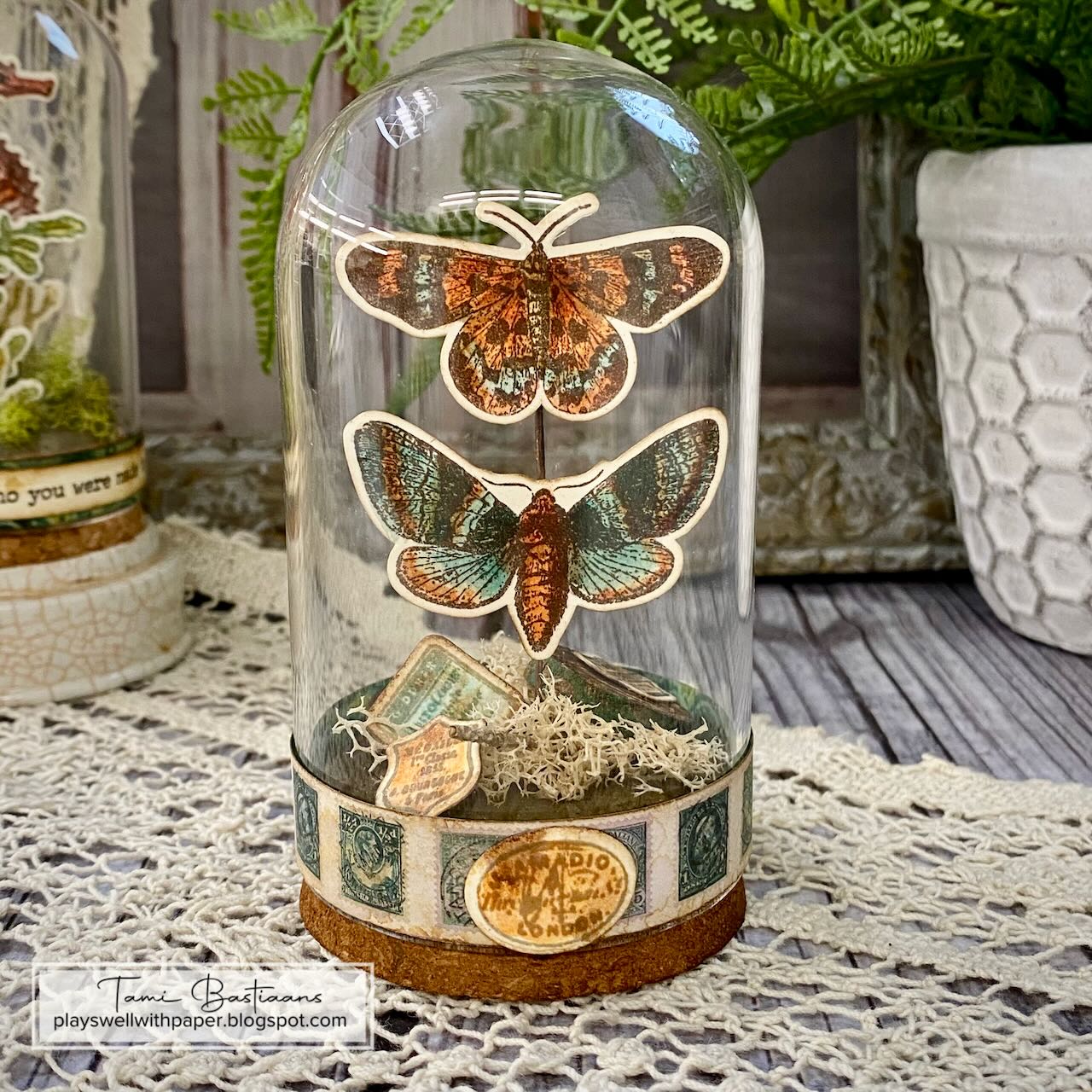Tim Holtz Cling Rubber Stamps Moth Study cms436 moth glass globe tami bastiaans