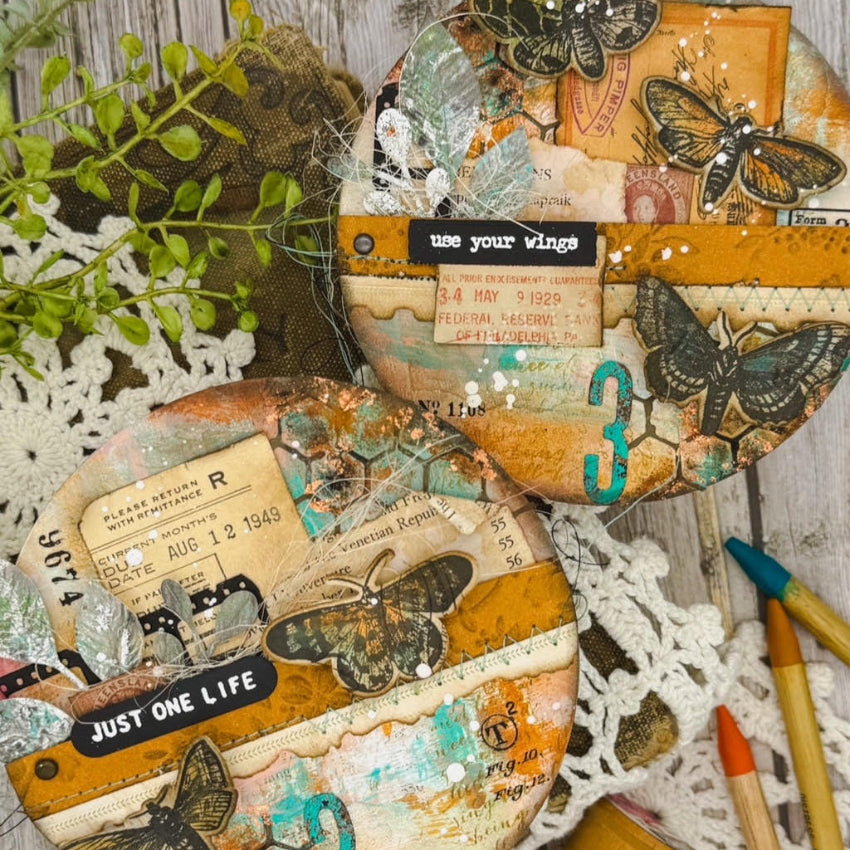 Tim Holtz Cling Rubber Stamps Moth Study cms436 use you wings card natasha vacca
