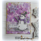 Tim Holtz Cling Rubber Stamps Mr. Frostie cms499 purple snowflakes