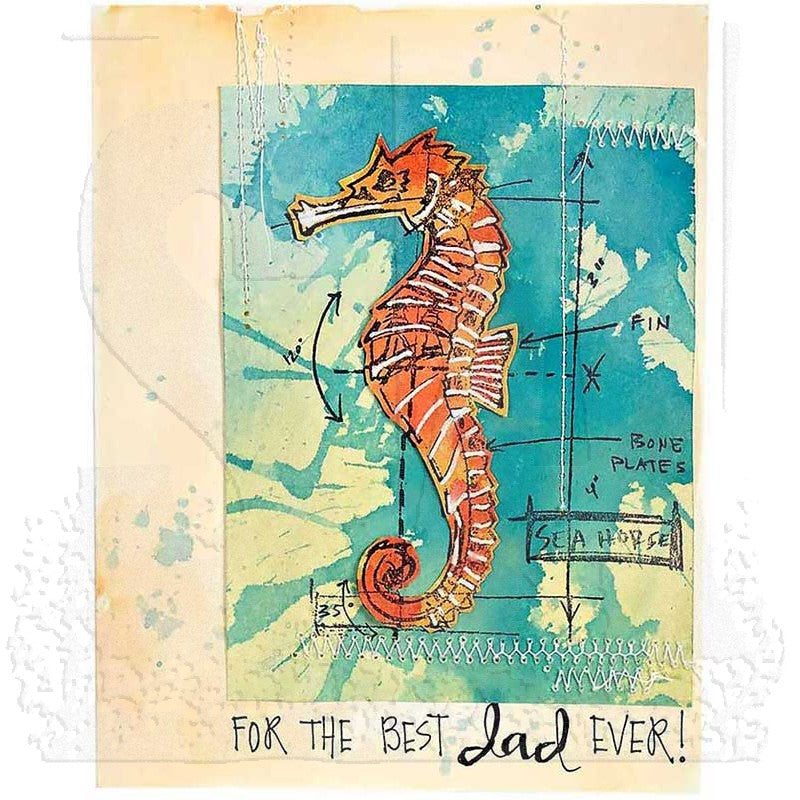 Tim Holtz Cling Rubber Stamps NAUTICAL BLUEPRINT cms194 seahorse