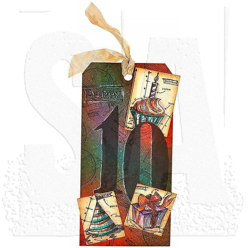 Tim Holtz Cling Rubber Stamps NUMERIC cms161 tag