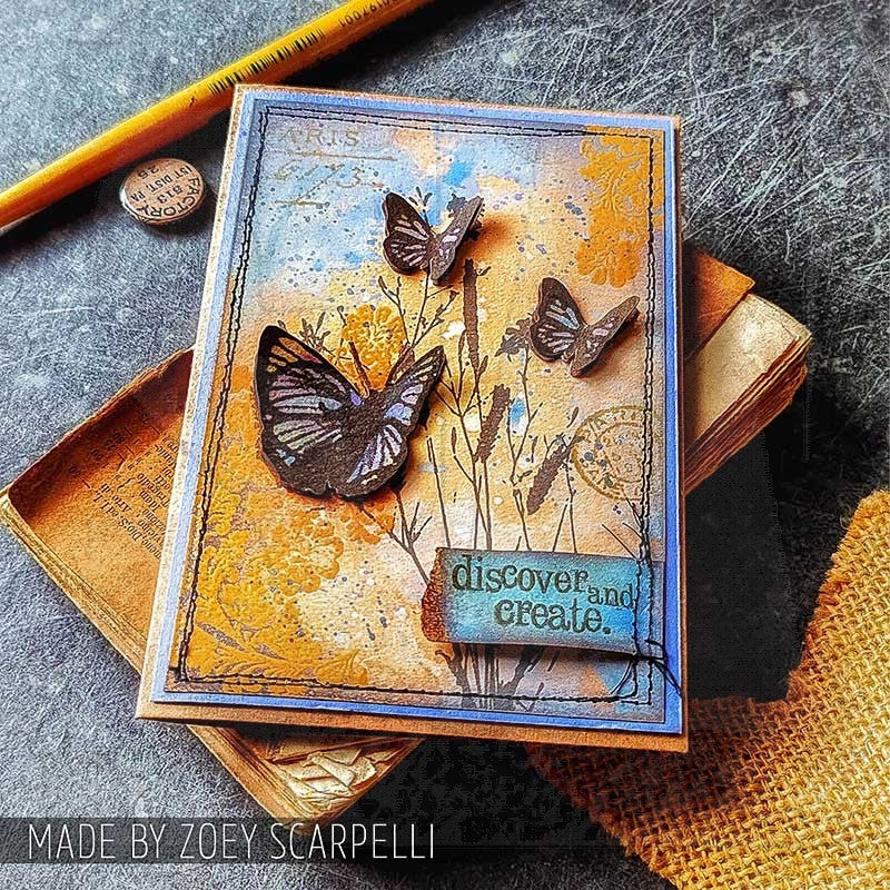 Tim Holtz Cling Rubber Stamps Nature's Discovery cms049 butterfly