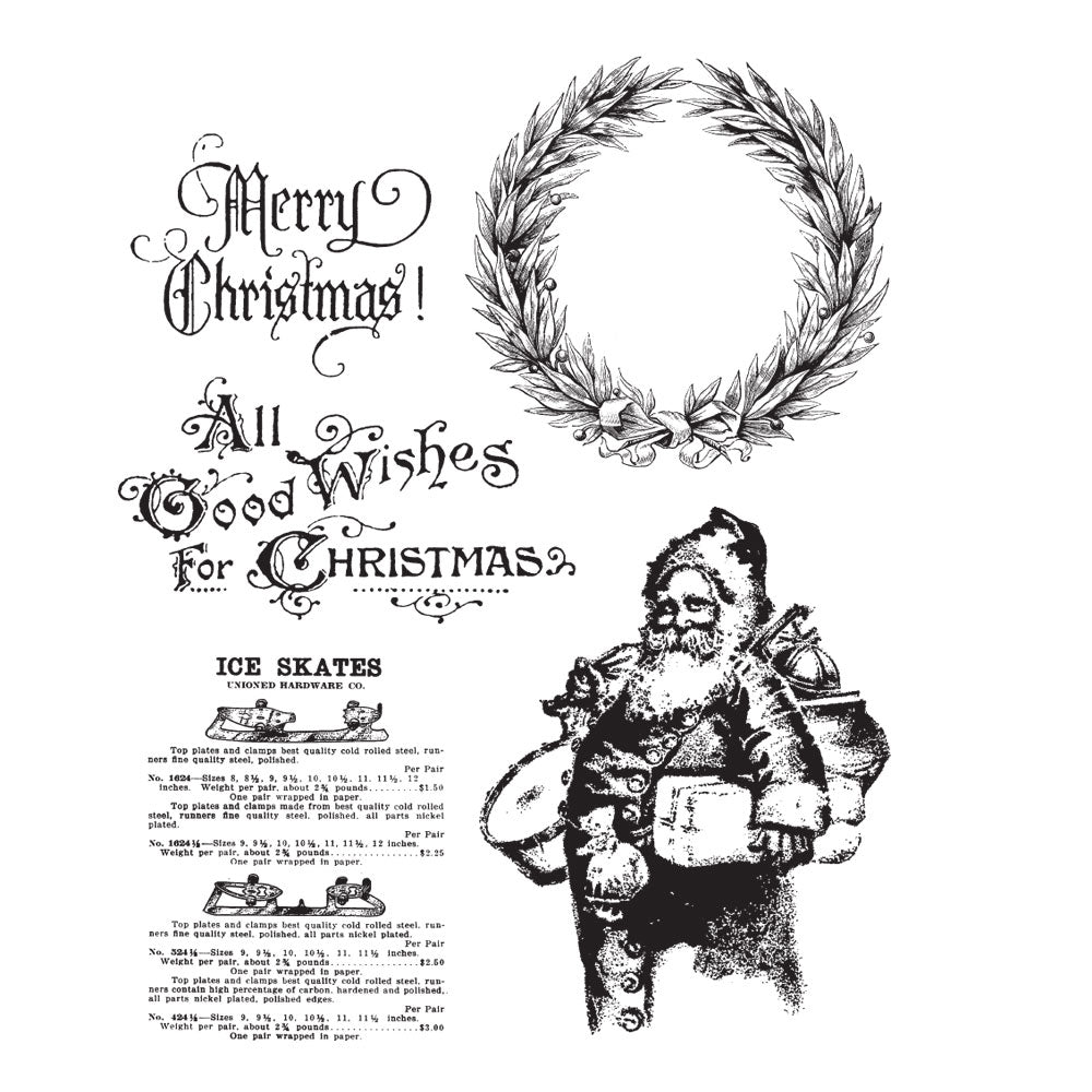 Tim Holtz Cling Rubber Stamps OLD FASHIONED CHRISTMAS cms175