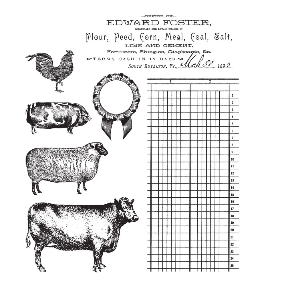 Tim Holtz Cling Rubber Stamps ON THE FARM CMS303