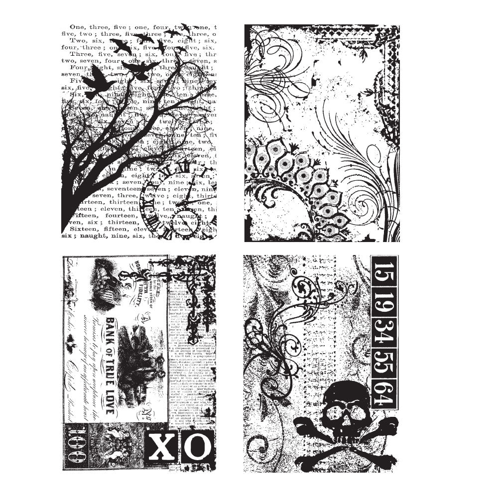 Tim Holtz Cling Rubber Stamps ORNATE COLLAGES CMS040