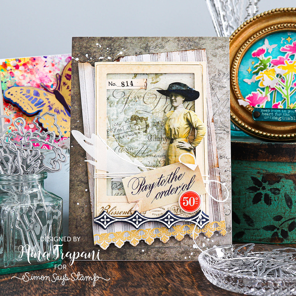 Tim Holtz Cling Rubber Stamps Ornate Trims cms326 lady