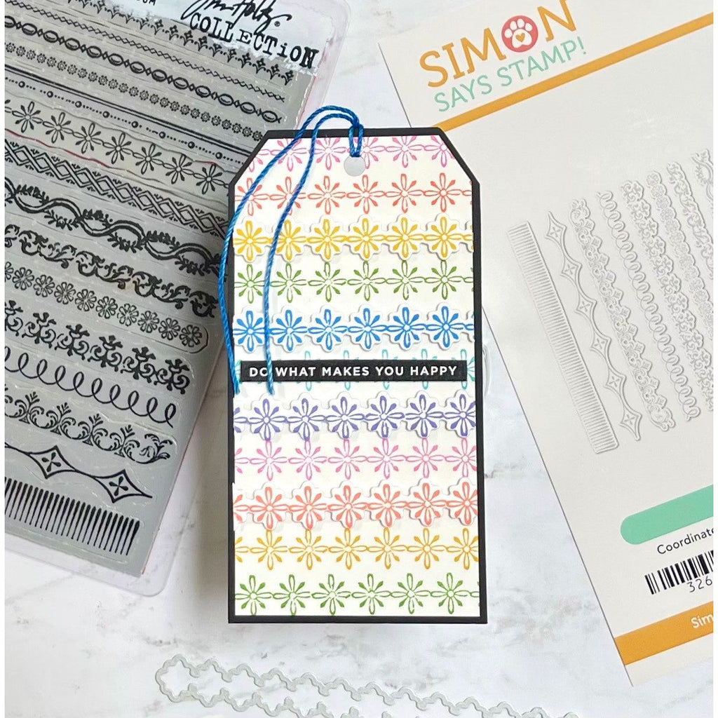 Tim Holtz Cling Rubber Stamps Ornate Trims cms326 tag flower