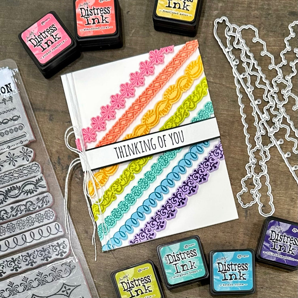 Tim Holtz Cling Rubber Stamps Ornate Trims cms326 thinking of you