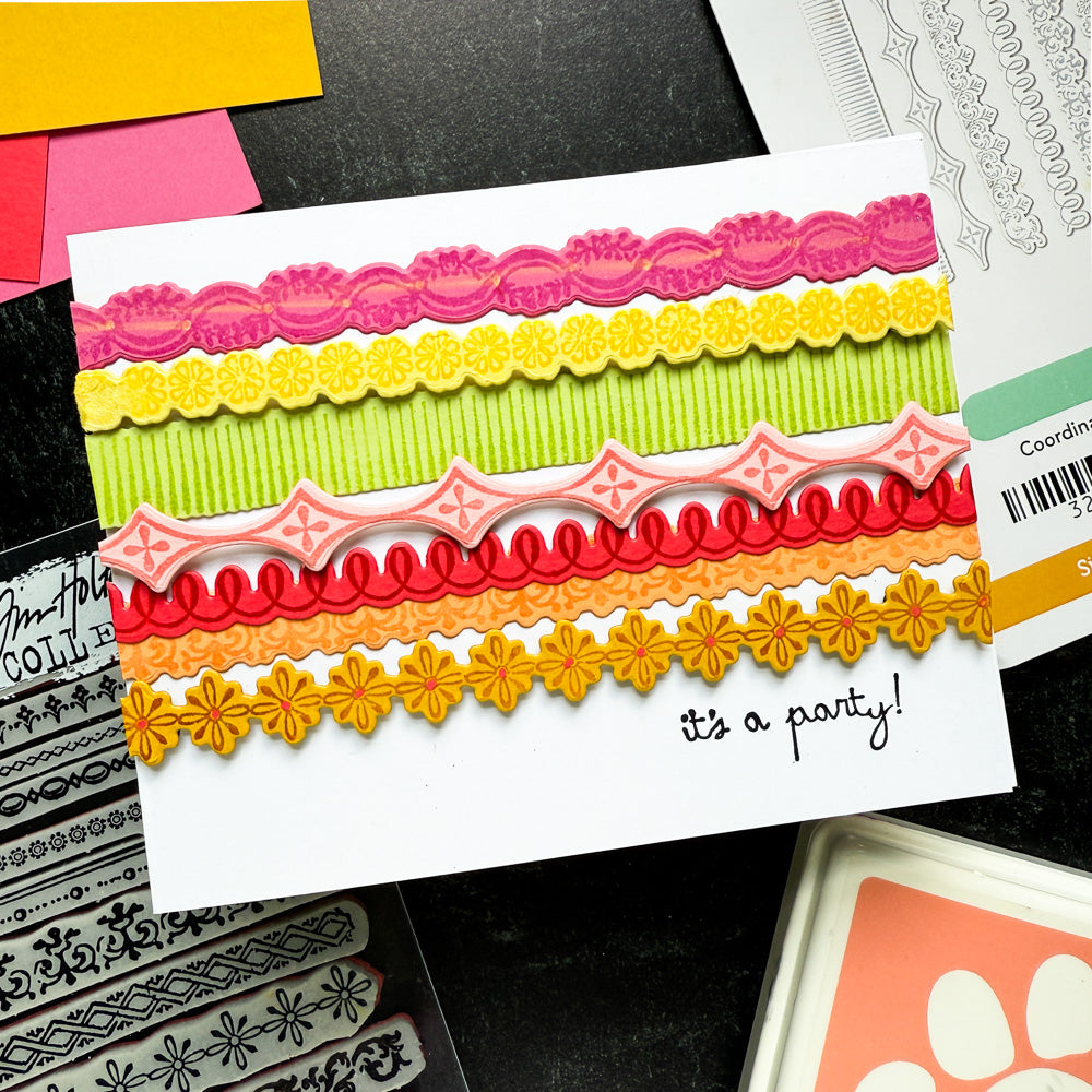 Tim Holtz Cling Rubber Stamps Ornate Trims cms326 vibrant