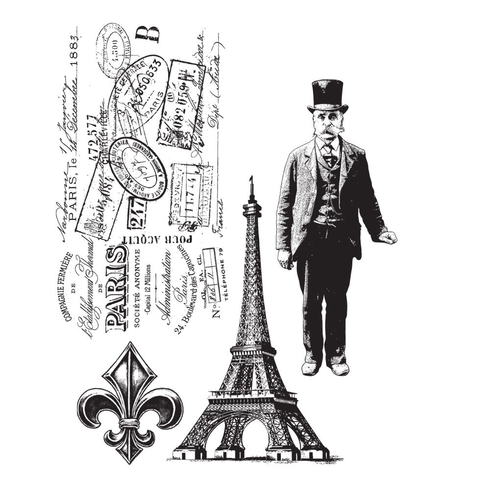 Tim Holtz Cling Rubber Stamps PARIS MEMOIR cms159