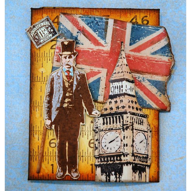 Tim Holtz Cling Rubber Stamps PARIS TO LONDON cms160 flag