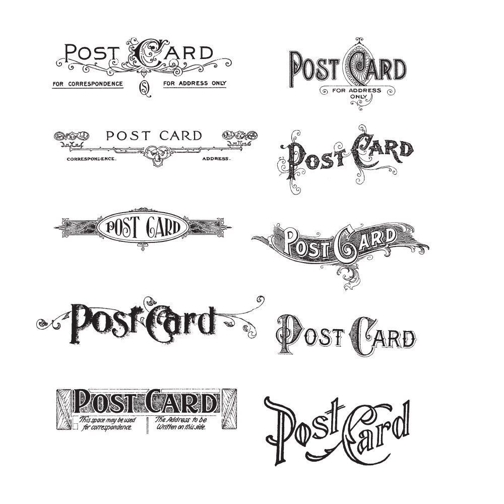 Tim Holtz Cling Rubber Stamps POSTCARDS cms099
