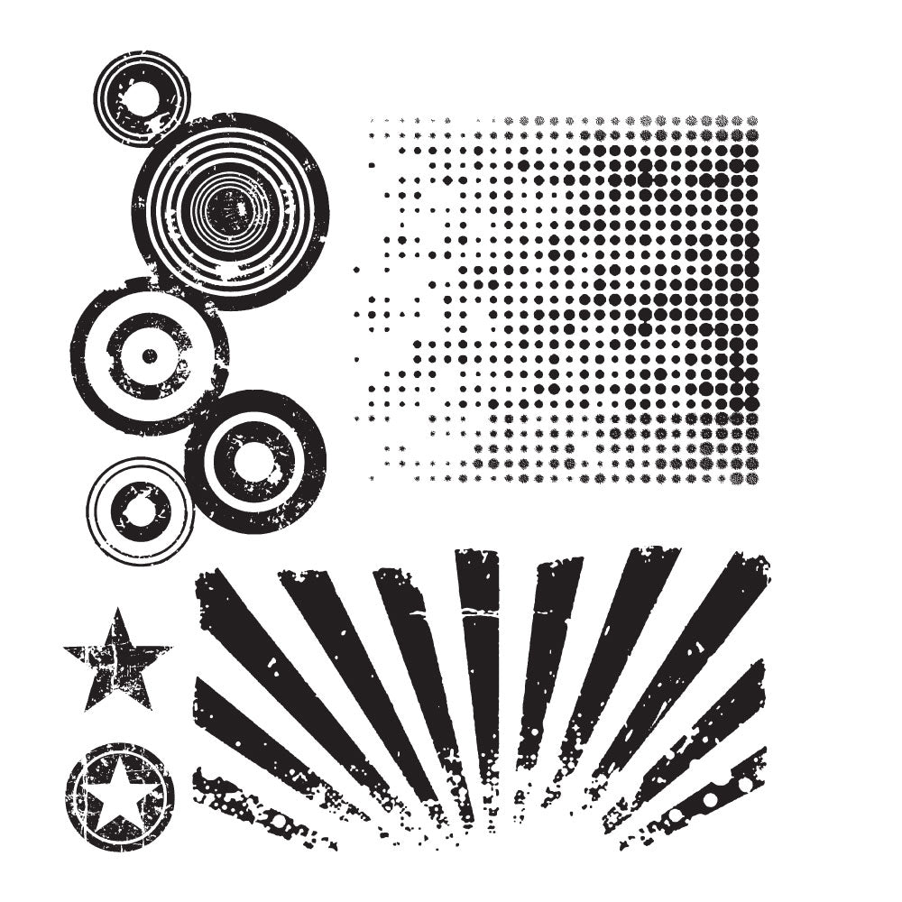 Tim Holtz Cling Rubber Stamps PSYCHEDELIC GRUNGE CMS056