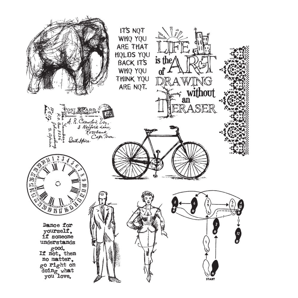Tim Holtz Cling Rubber Stamps PURELY RANDOM CMS088