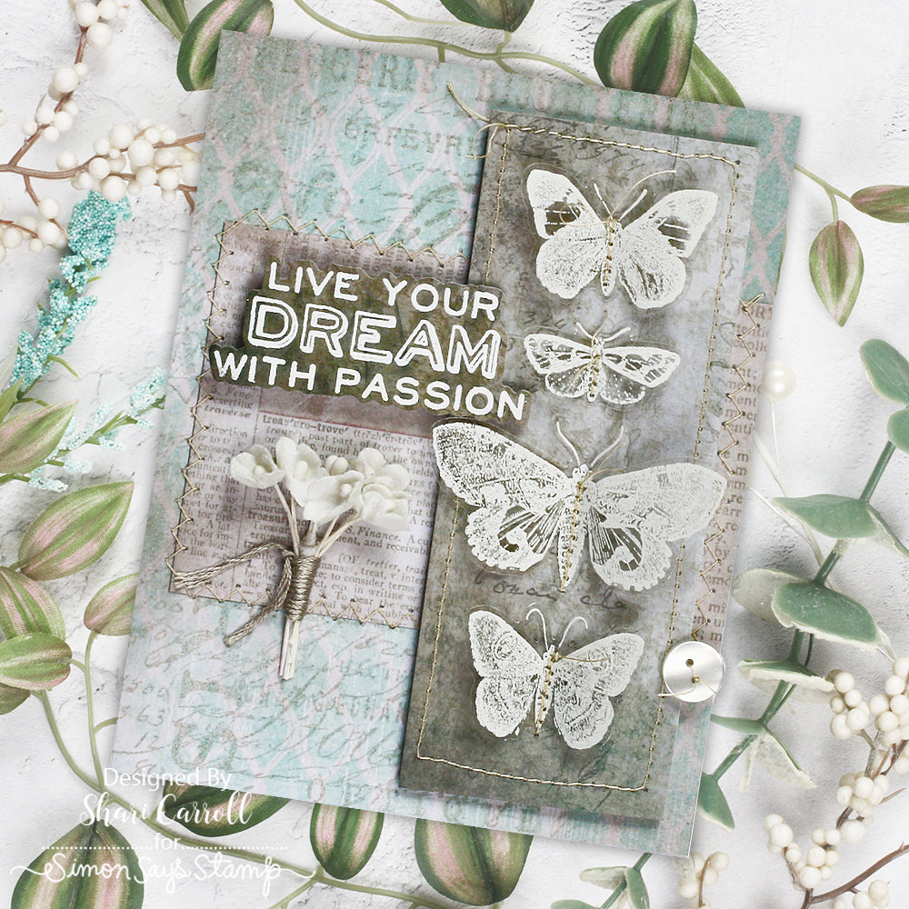 Tim Holtz Cling Rubber Stamps Papillon cms106 grey