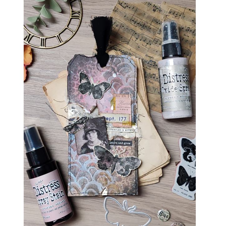Tim Holtz Cling Rubber Stamps Papillon cms106 muted tones
