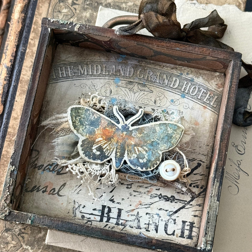 Tim Holtz Cling Rubber Stamps Papillon cms106 shadow box