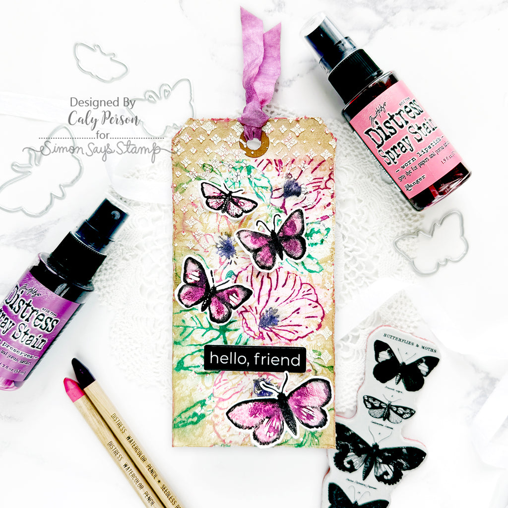 Tim Holtz Cling Rubber Stamps Papillon cms106 tag