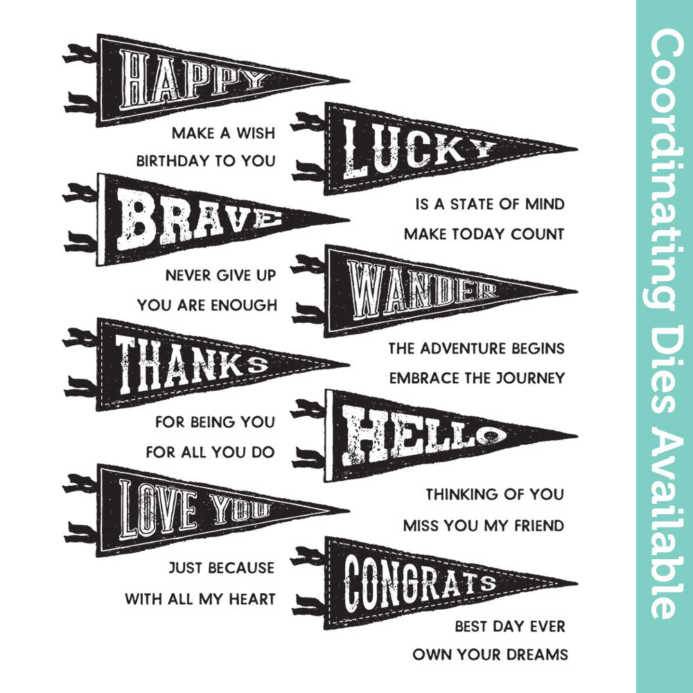 Tim Holtz Cling Rubber Stamps Pennants cms330