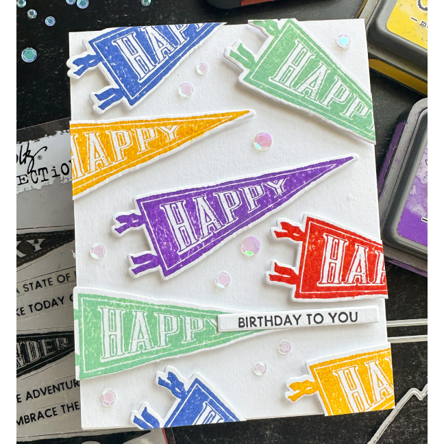 Tim Holtz Cling Rubber Stamps Pennants cms330 birthday