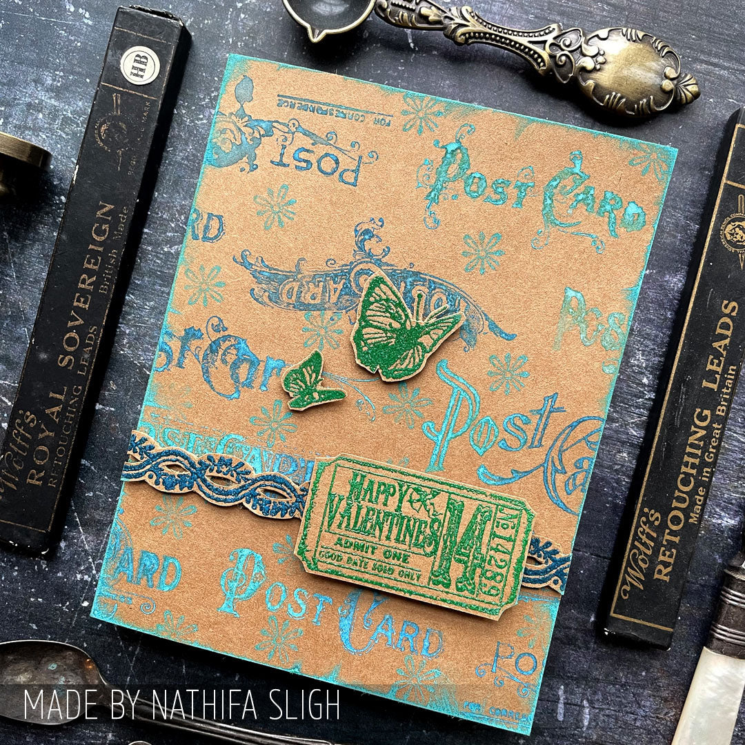 Tim Holtz Cling Rubber Stamps Postcards cms099 butterflies