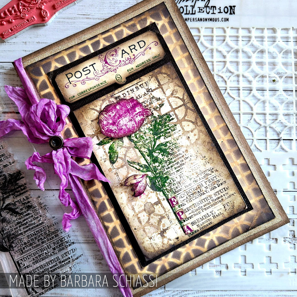 Tim Holtz Cling Rubber Stamps Postcards cms099 flower