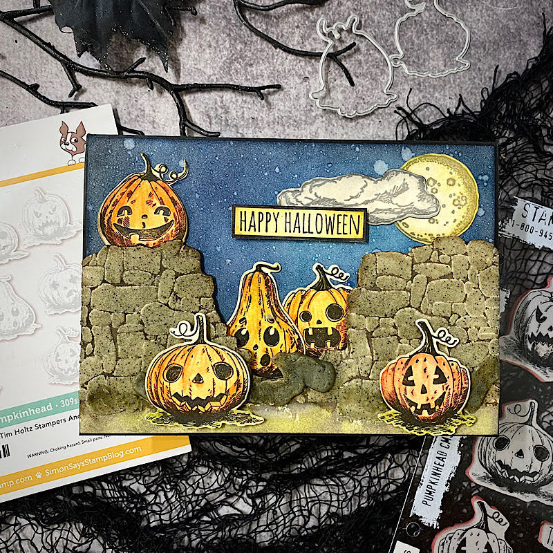 Tim Holtz Cling Rubber Stamps Pumpkinhead cms309 faces