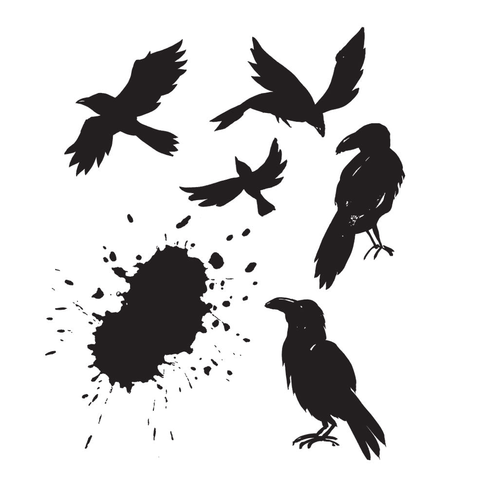 Tim Holtz Cling Rubber Stamps RAVENS CMS310