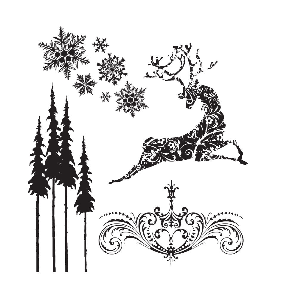 Tim Holtz Cling Rubber Stamps REINDEER FLIGHT CMS052