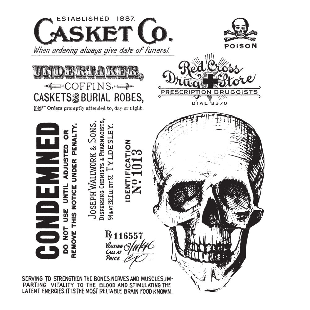 Tim Holtz Cling Rubber Stamps REST IN PEACE CMS435