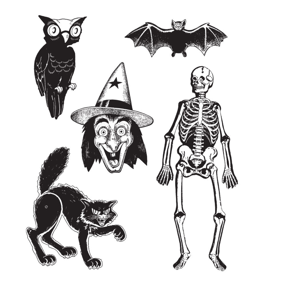Tim Holtz Cling Rubber Stamps RETRO HALLOWEEN cms092