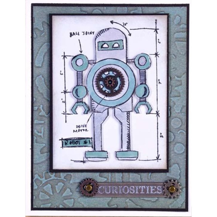 Tim Holtz Cling Rubber Stamps ROBOTS BLUEPRINT CMS233 robot