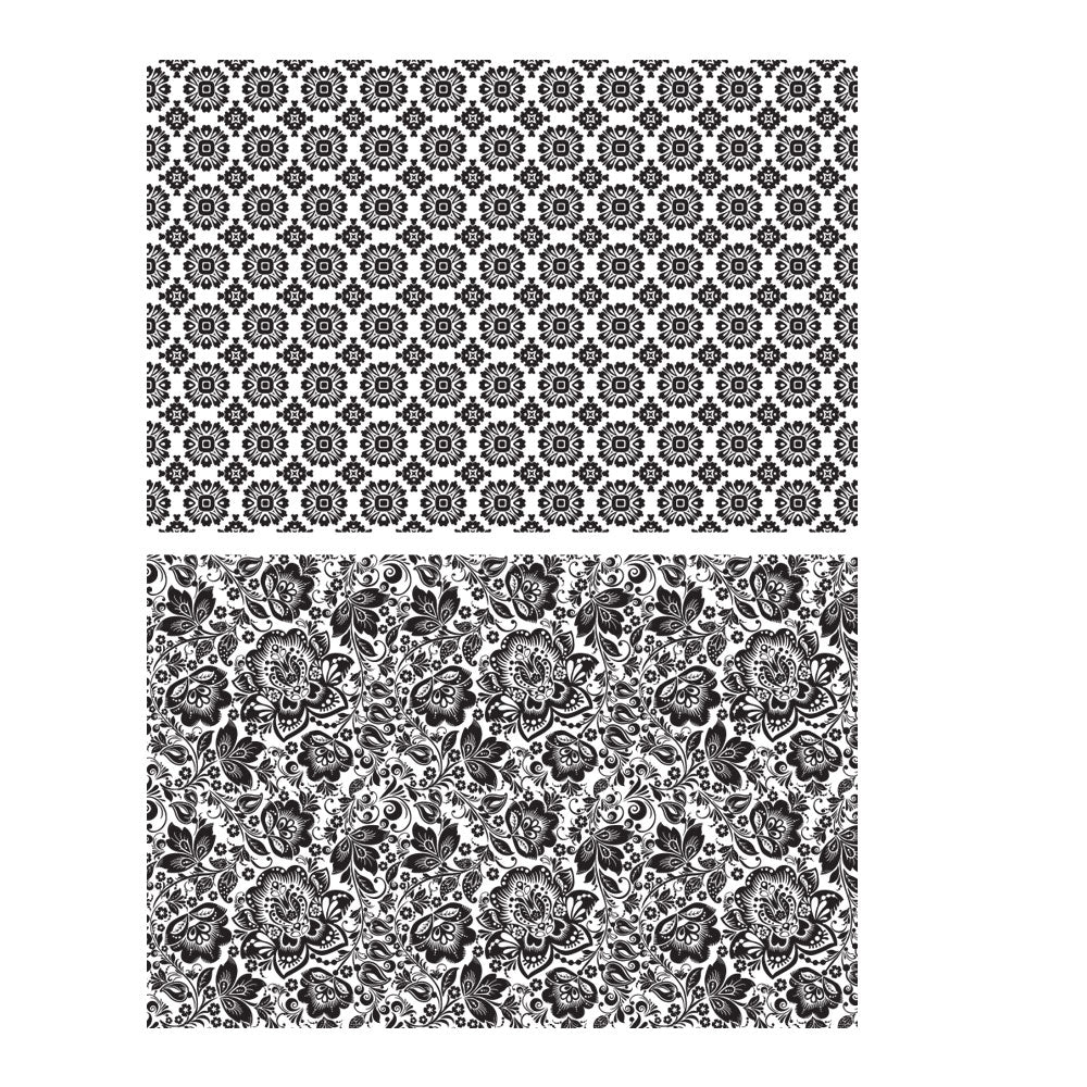 Tim Holtz Cling Rubber Stamps ROSETTE and FLORET CMS279