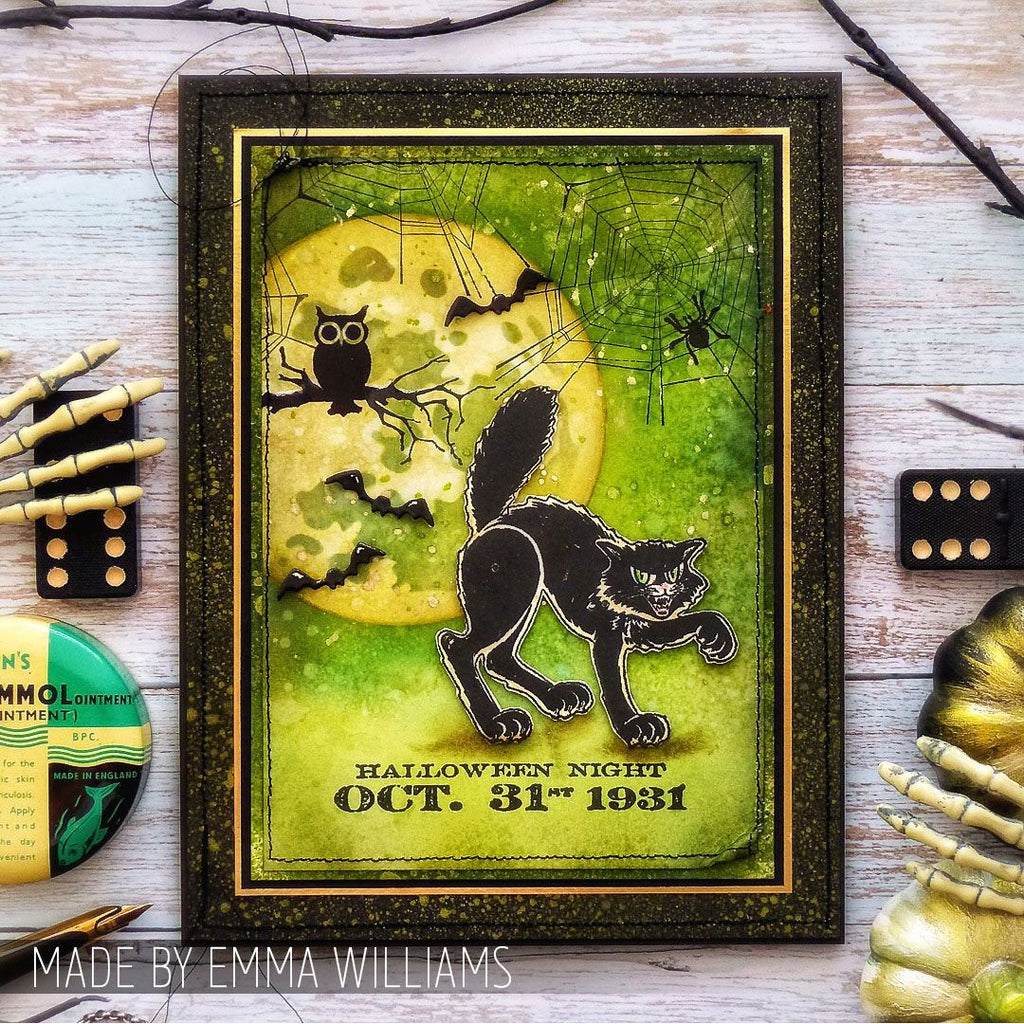 Tim Holtz Cling Rubber Stamps Retro Halloween cms092 cat