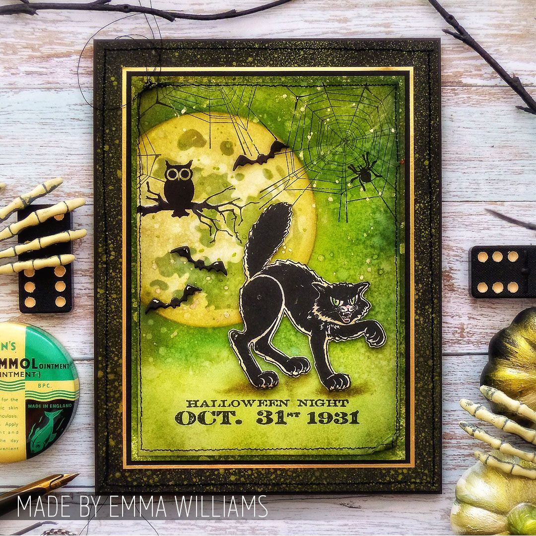 Tim Holtz Cling Rubber Stamps Retro Halloween cms092 cat