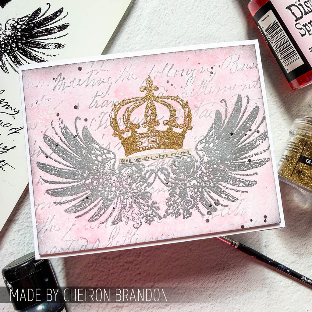 Tim Holtz Cling Rubber Stamps Royal Script CMS016 gold crown