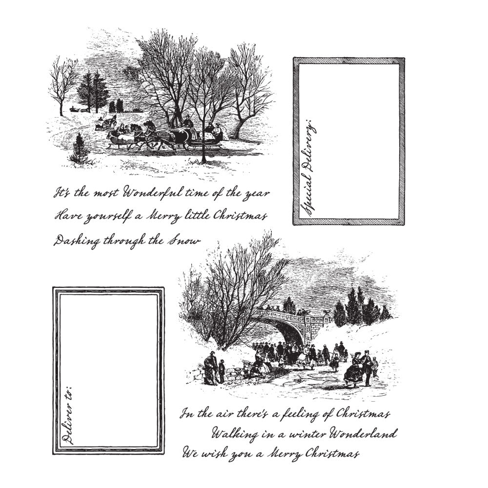 Tim Holtz Cling Rubber Stamps SCENIC HOLIDAY CMS391