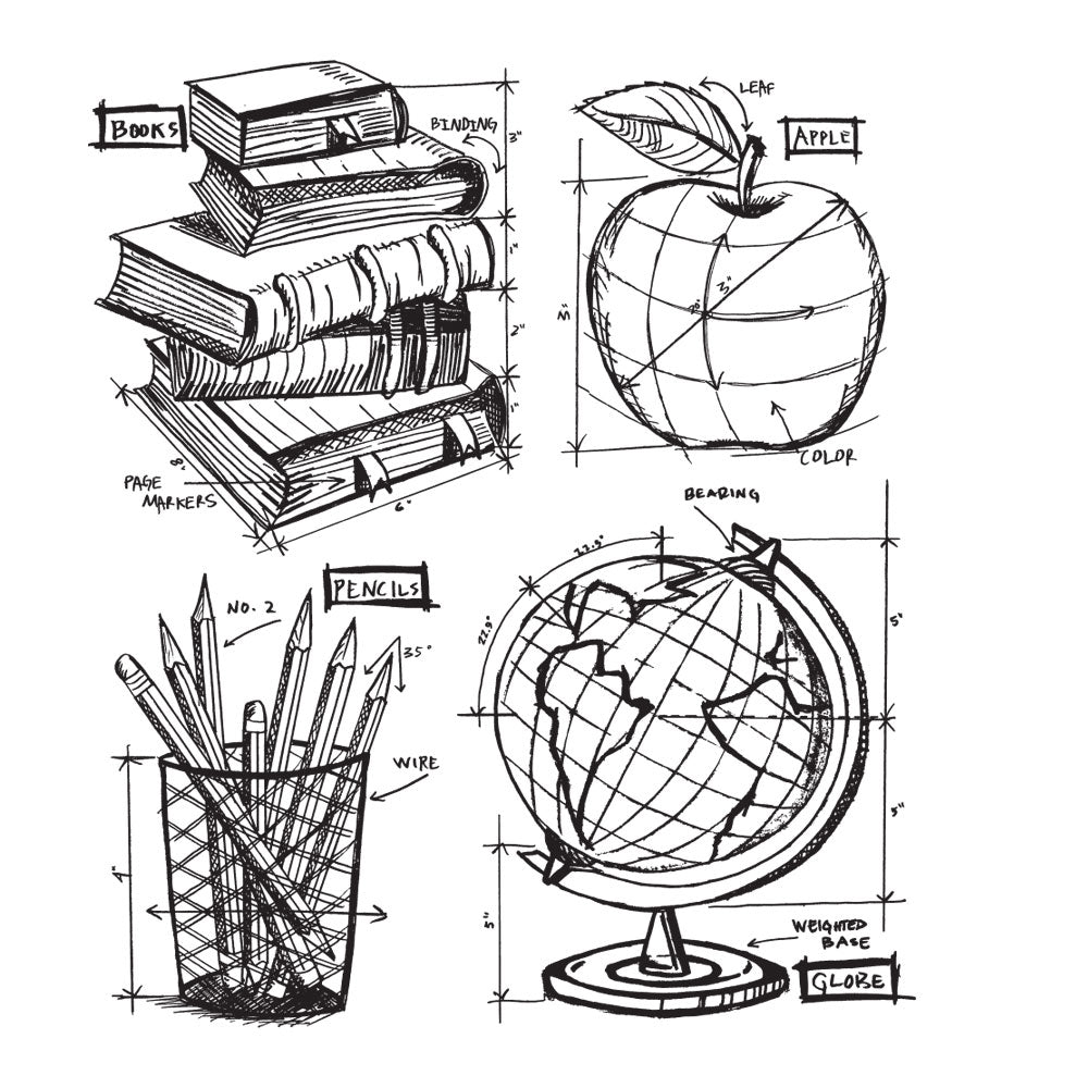 Tim Holtz Cling Rubber Stamps SCHOOLHOUSE BLUEPRINT CMS230