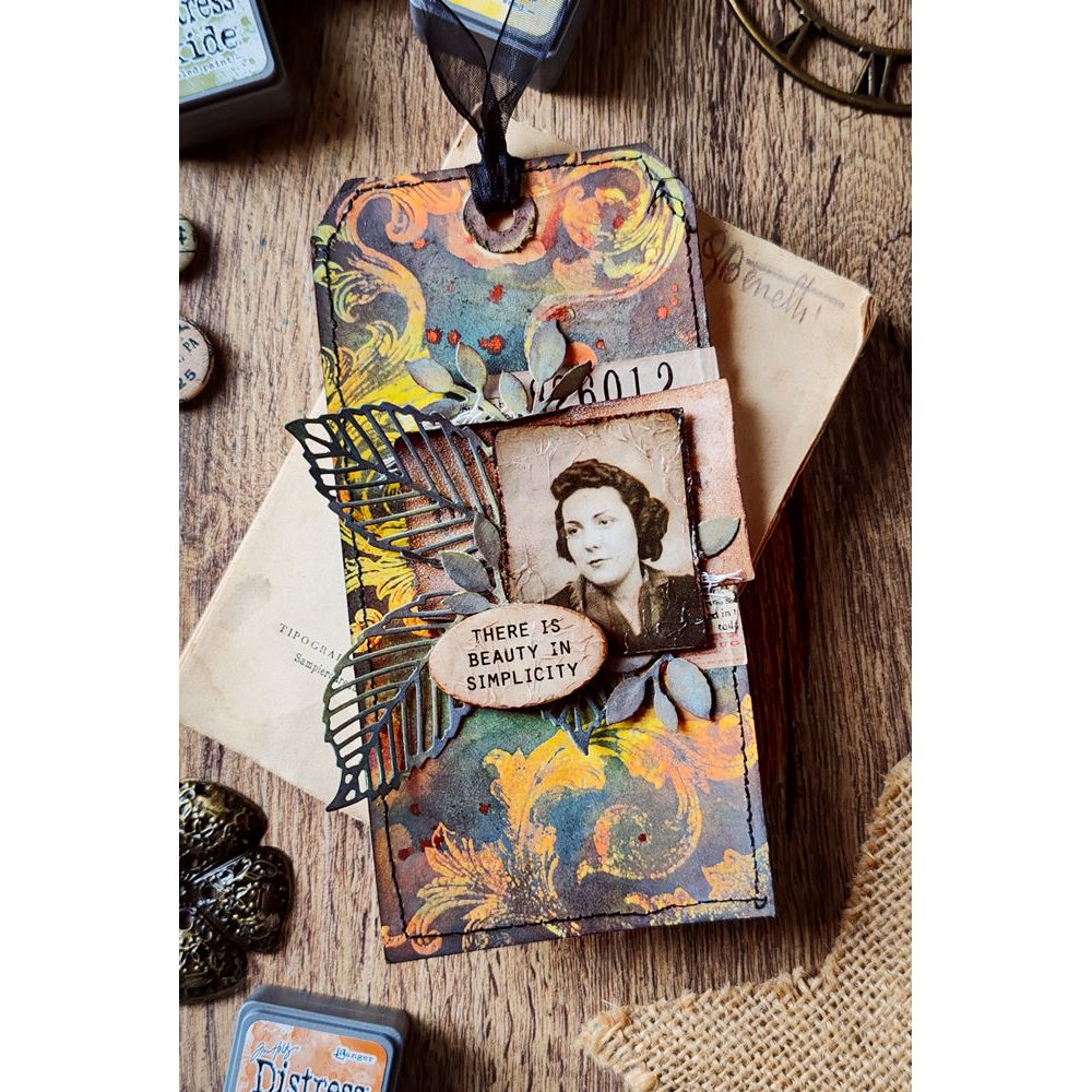 Tim Holtz Cling Rubber Stamps SCROLLWORK CMS367 cute tag | color-code:ALT01